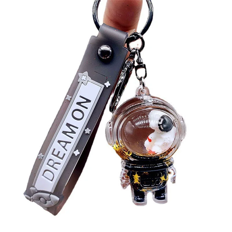 Creative Internet Red Black Gold Into The Oil Astronaut Pendant Cartoon Cute Keychain Car Accessories Bag Pendant Astronaut