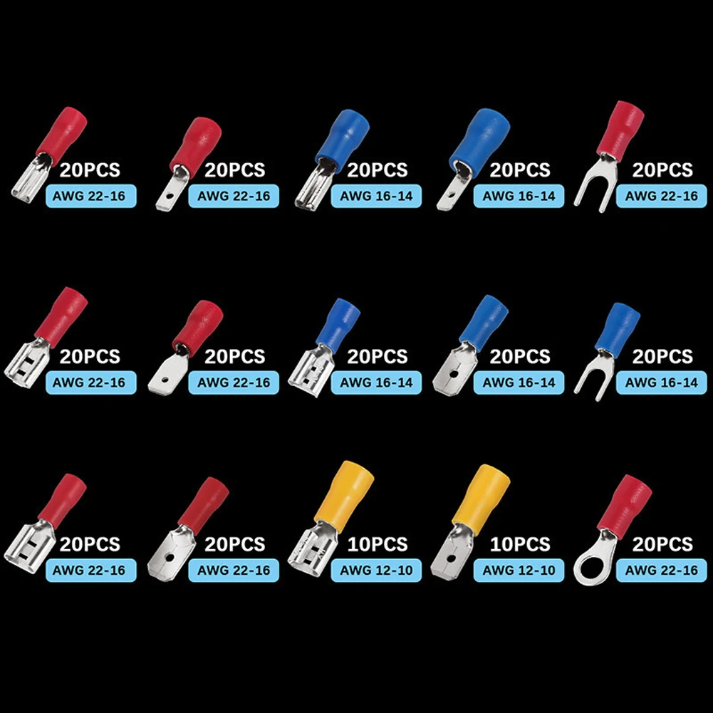 280 قطعة معزول كابلات الموصلات سلك كهربائي تجعيد بعقب حلقة شوكة مجموعة متنوعة أنثى ذكر تجعيد محطات المجرف #5