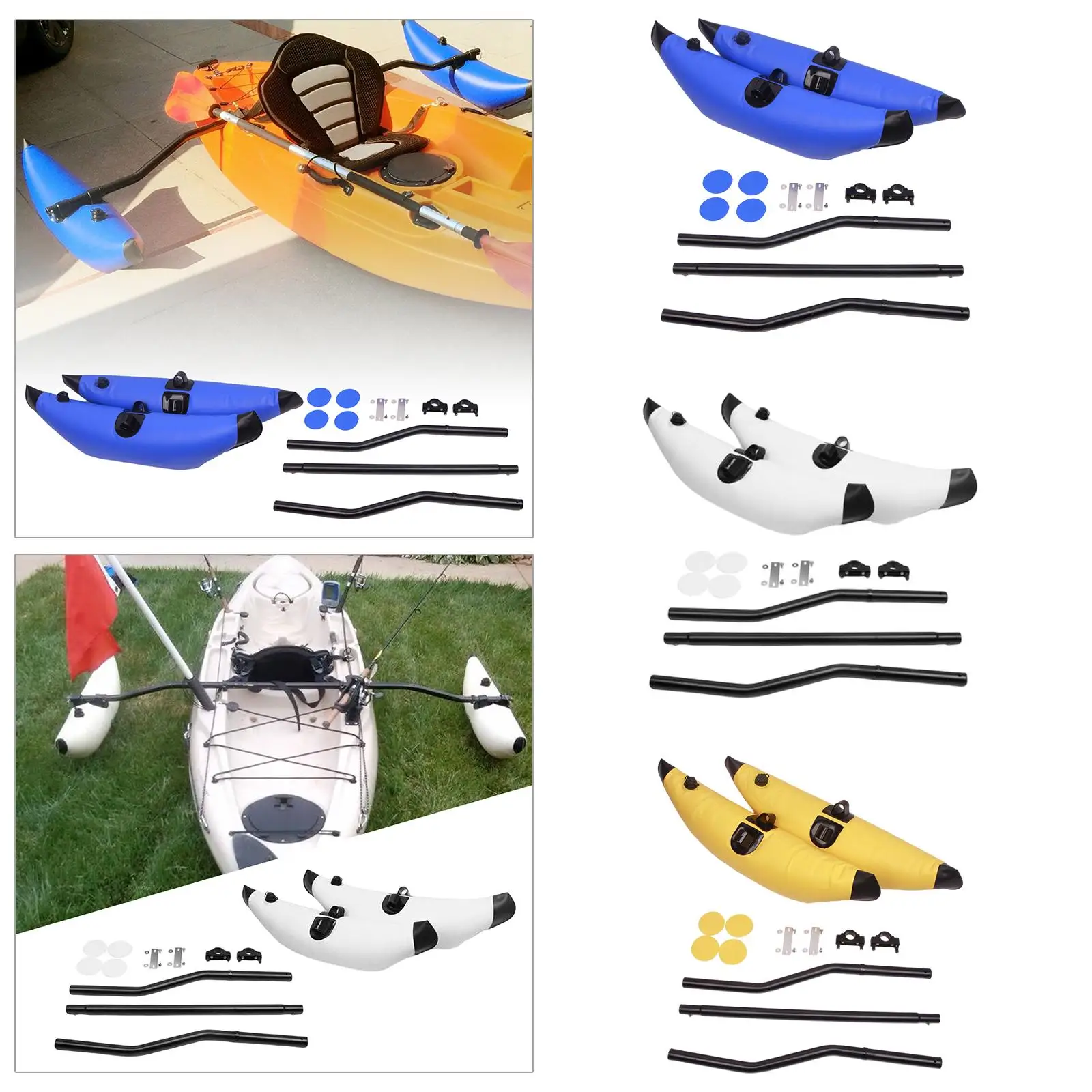 Kayak Stabilization System Inflatable Outrigger Float Rods Repair Patches for Fishing Boat, Canoes