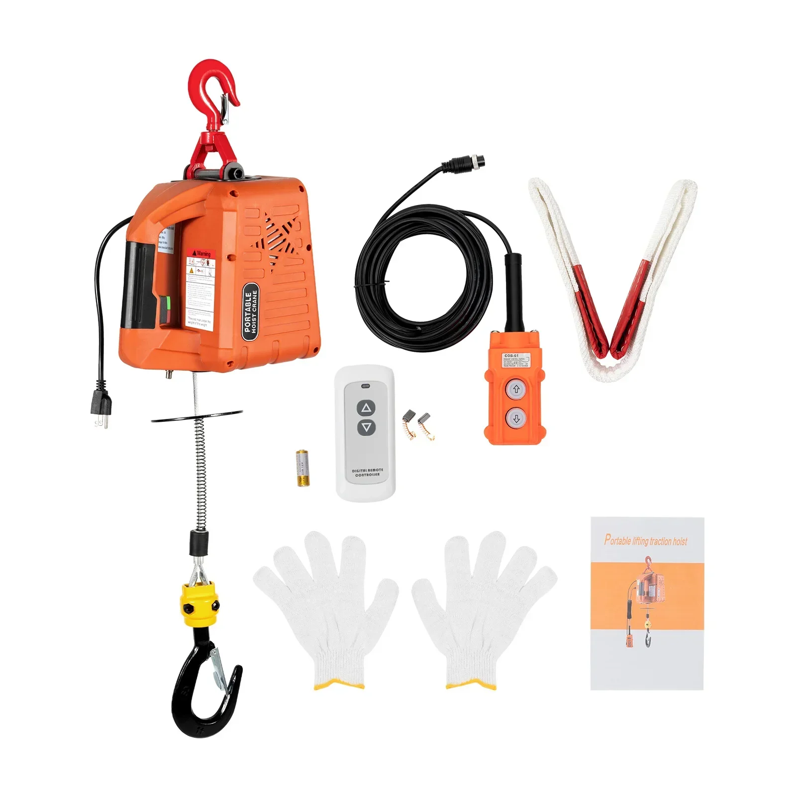 2300 lbs / 1 ton Electric Hoist Winch Portable Electric Hoist New Upgraded Model with Overload Protection 38 ft Lifting Height