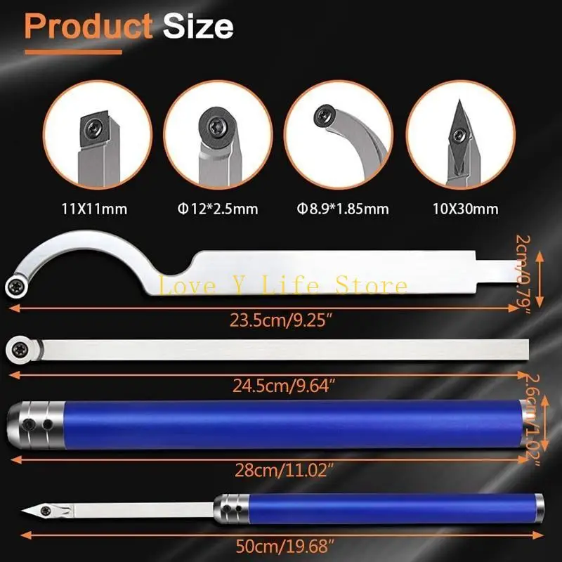 L74C 8 шт. Токарные инструменты с алмазной круглой и квадратной твердосплавной вставкой для дерева DIY