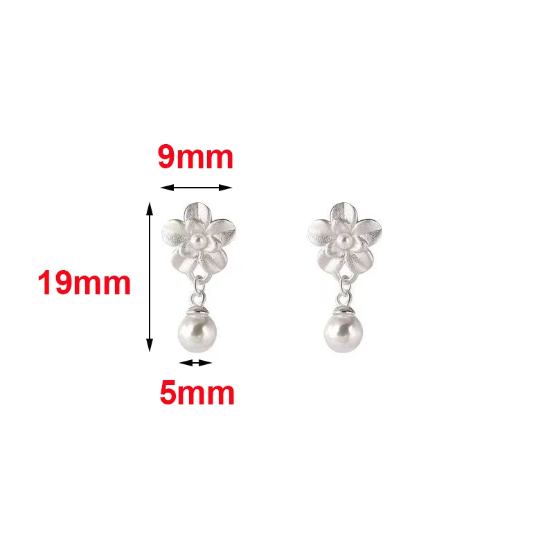 925 Silver Needle Flower Artificial Pearl Pendant Stud Earrings For Women Classic Fashion Jewelry Light Luxury Accessories
