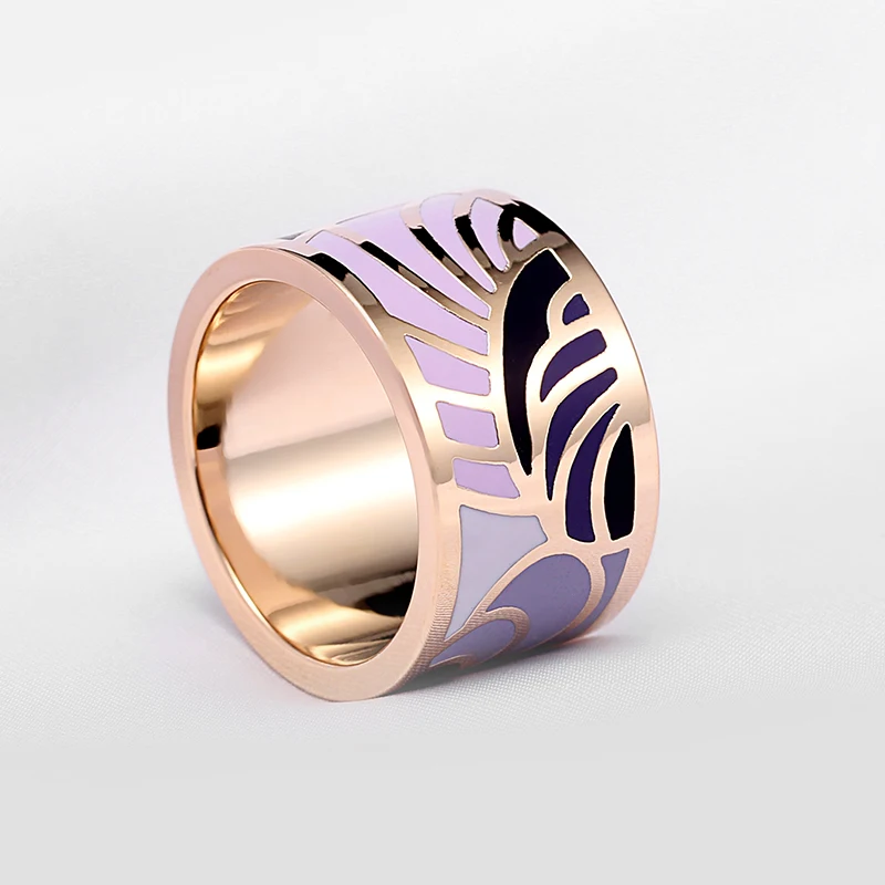 Hot Sale Fashion Enamel Jewelry Stainless Steel Rings For Women Colorful Trendy Angel Wings Design Party Gift