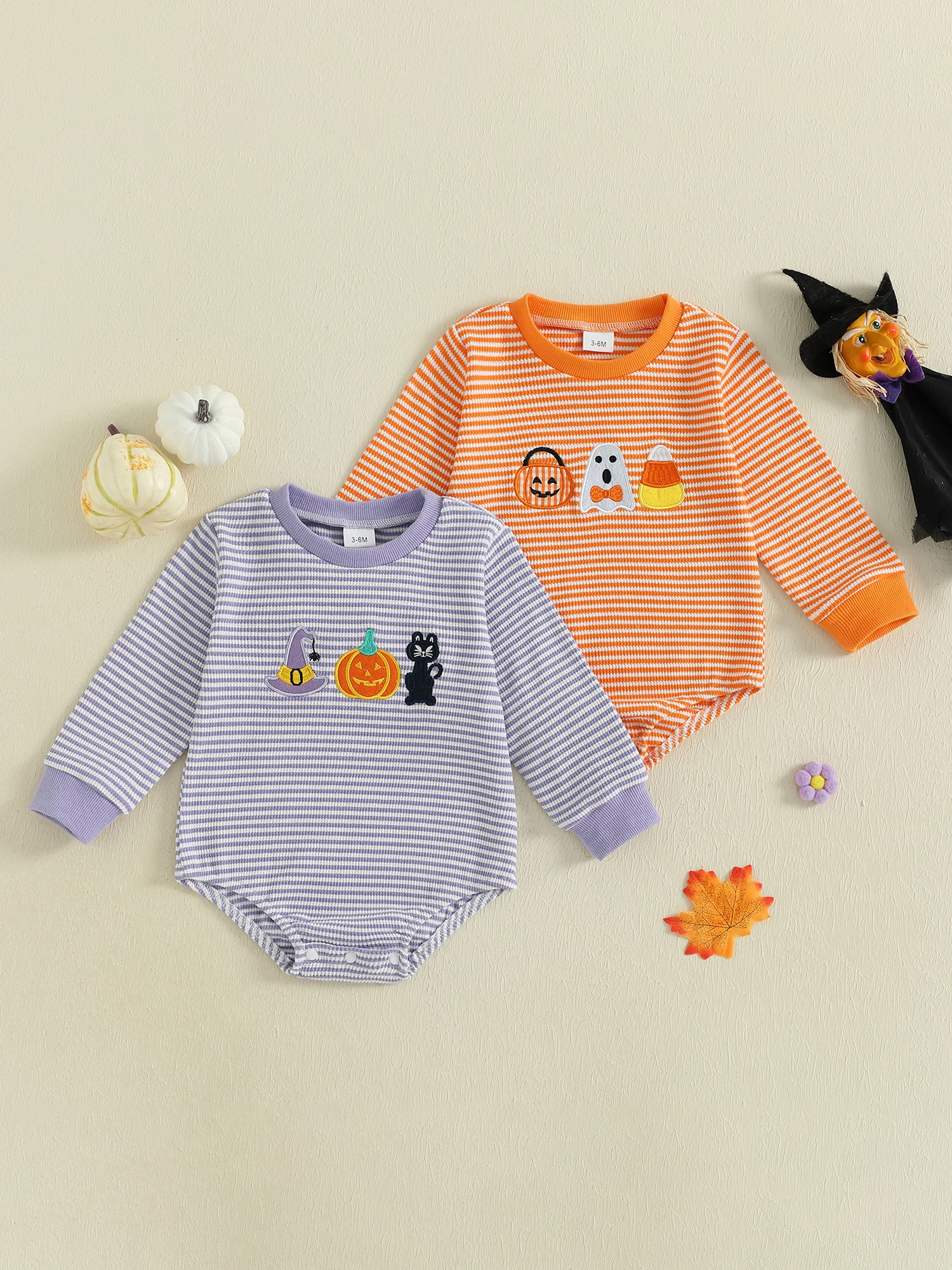 

Infant Halloween Costume Jumpsuit with Spooky Bat Print and Ruffled Sleeves Baby Toddler Fall Outfit for Trick or Treating