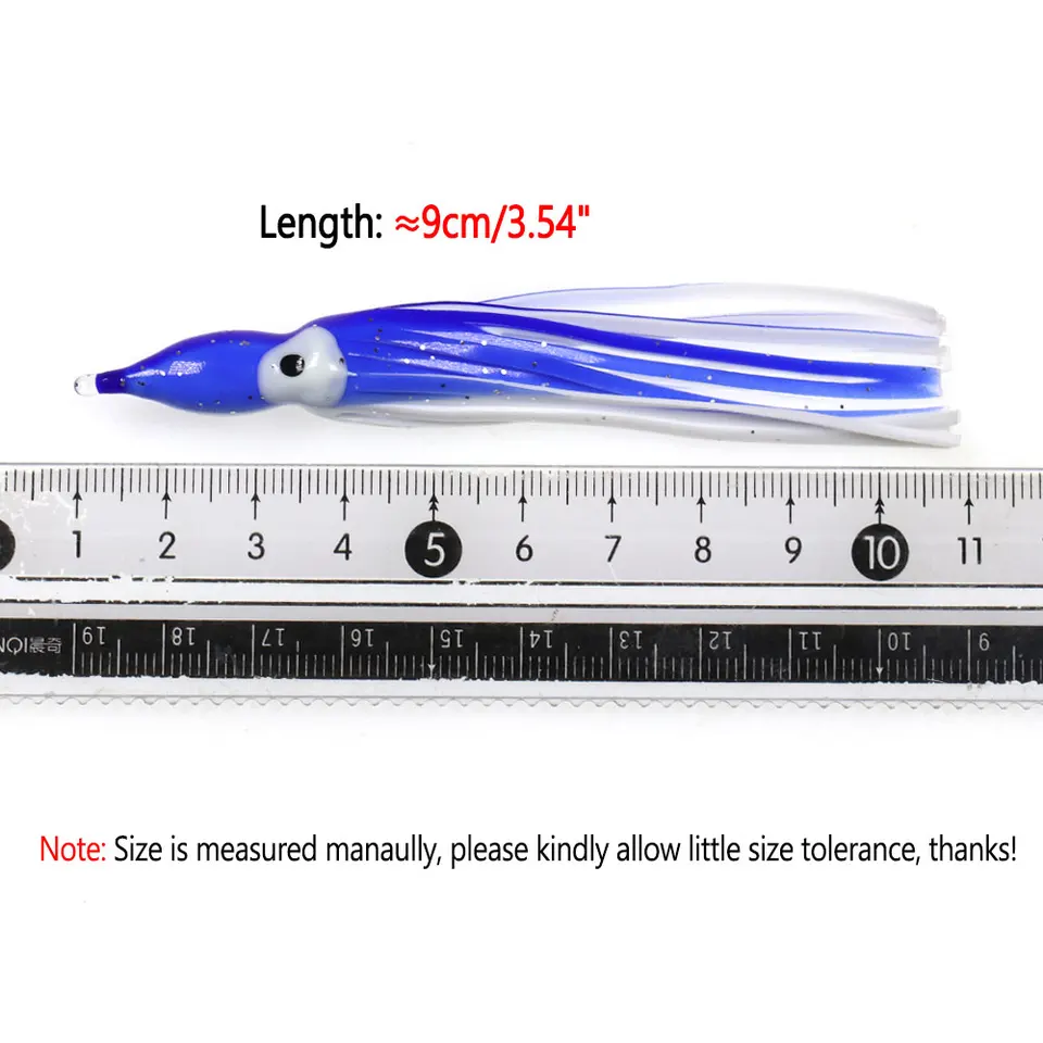 Bimoo 2bags=10pcs 9cm Soft Squid Skirts Orange Red Blue Luminous Plastic  Octopus Skirt Saltwater Fishing Lures Baits - AliExpress 18