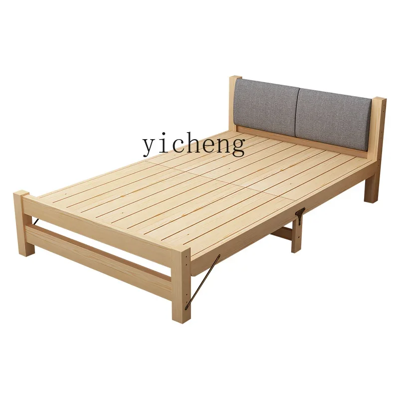 

Xl Folding Bed Solid Wood Household Single Bed Rental Room Simple Double1.2 M Bed