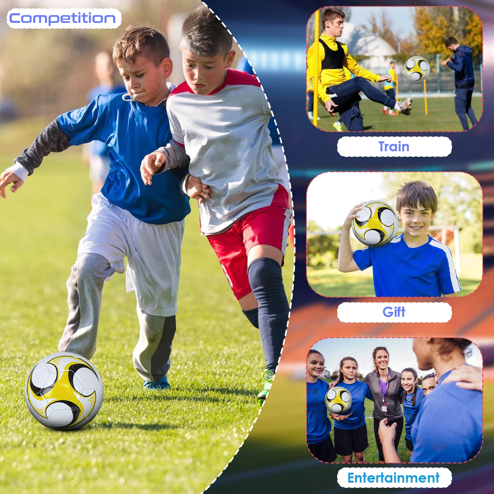 Soccer Balls Official Size 5 whirlwind PVC Professional Training Football Team Training Footy Ball Match Game Football