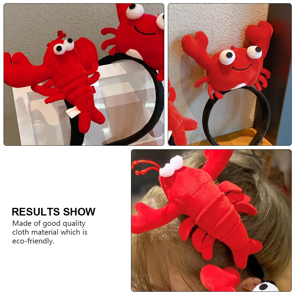 

2pcs Lobster Crab Headband Cute Food BBQ Shrimp Hair Hoop Cartoon Toy Kids Bedroom Christmas Halloween Cosplay Props