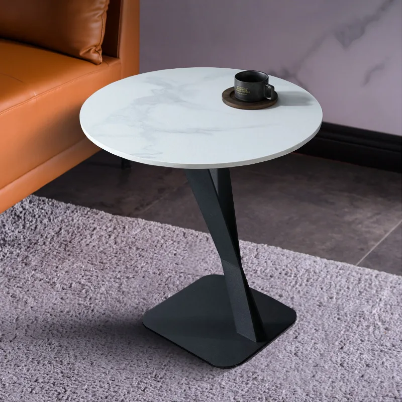 Pop Light Luxury Small Apartment Rock Board Side Table Sofa Modern Minimalist Marble Nordic Living Room Round Corner Table