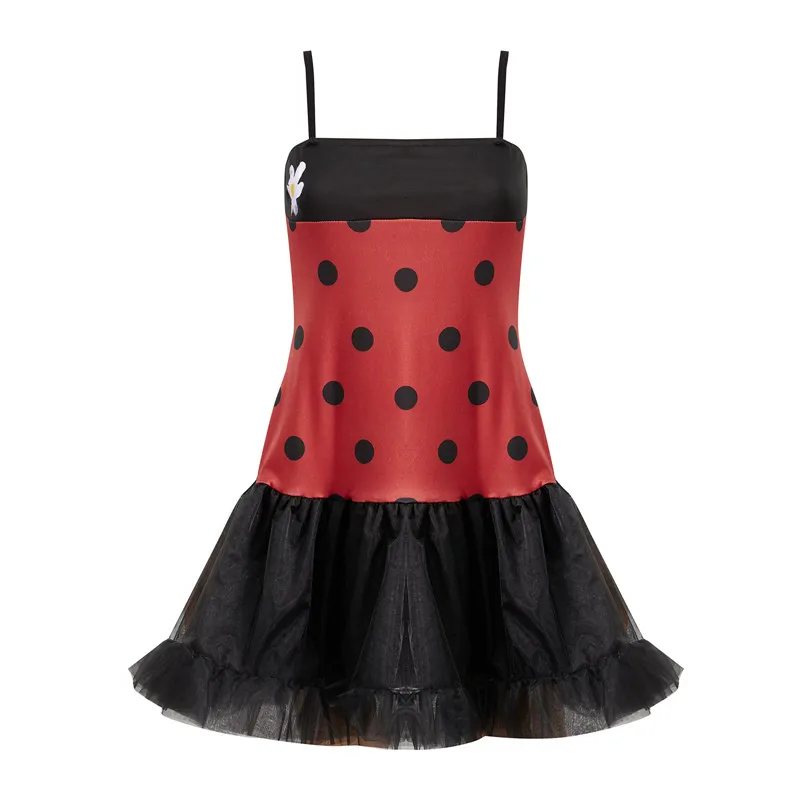 chinese dress ladies Ladybug Dress & Headband, Red/Black, Size 3-4 main image 1