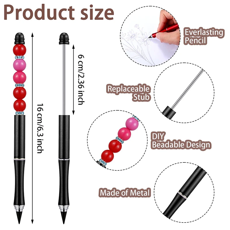 20Pcs Beadable Infinity Pencil Inkless Everlasting Pencil DIY Reusable Pencil Writing Pencil for Kids Students