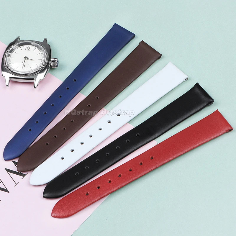 Correa de reloj de cuero ultrafina de 6mm, 8mm, 10mm y 12mm, correa de piel de vaca delgada, pulsera Universal deportiva suave para hombres y mujeres, banda impermeable