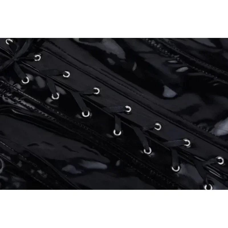 Хэллоуин Goede Kwaliteit Zwart Rood Gothic Wetlook Vinyl Pvc Jurk Sexy Vrouwen Lichaam Slank Korset Jurk Nachtclub Ds