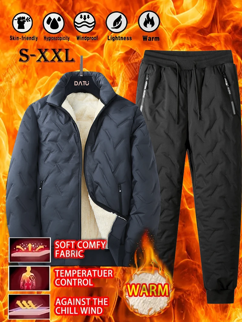 

Men's winter thermal suit; ultrasonic fleece suit; hot sale