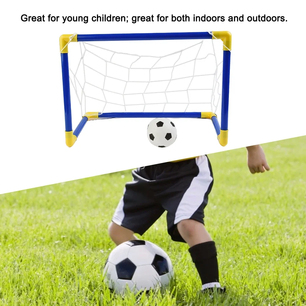 

1Set Folding Mini Football Soccer Goal Post Net With Pump Kids Sport Indoor Outdoor Home Games Toys Child Birthday Gift Plastic