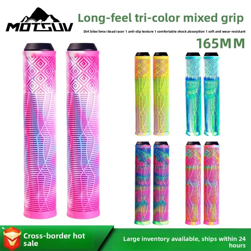 

Extended Bike Handlebar Grips, Rubber 3‑Color Mixed Comfort Shock‑Absorbing Anti‑Slip Grips for BMX & Fixed Gear Bikes