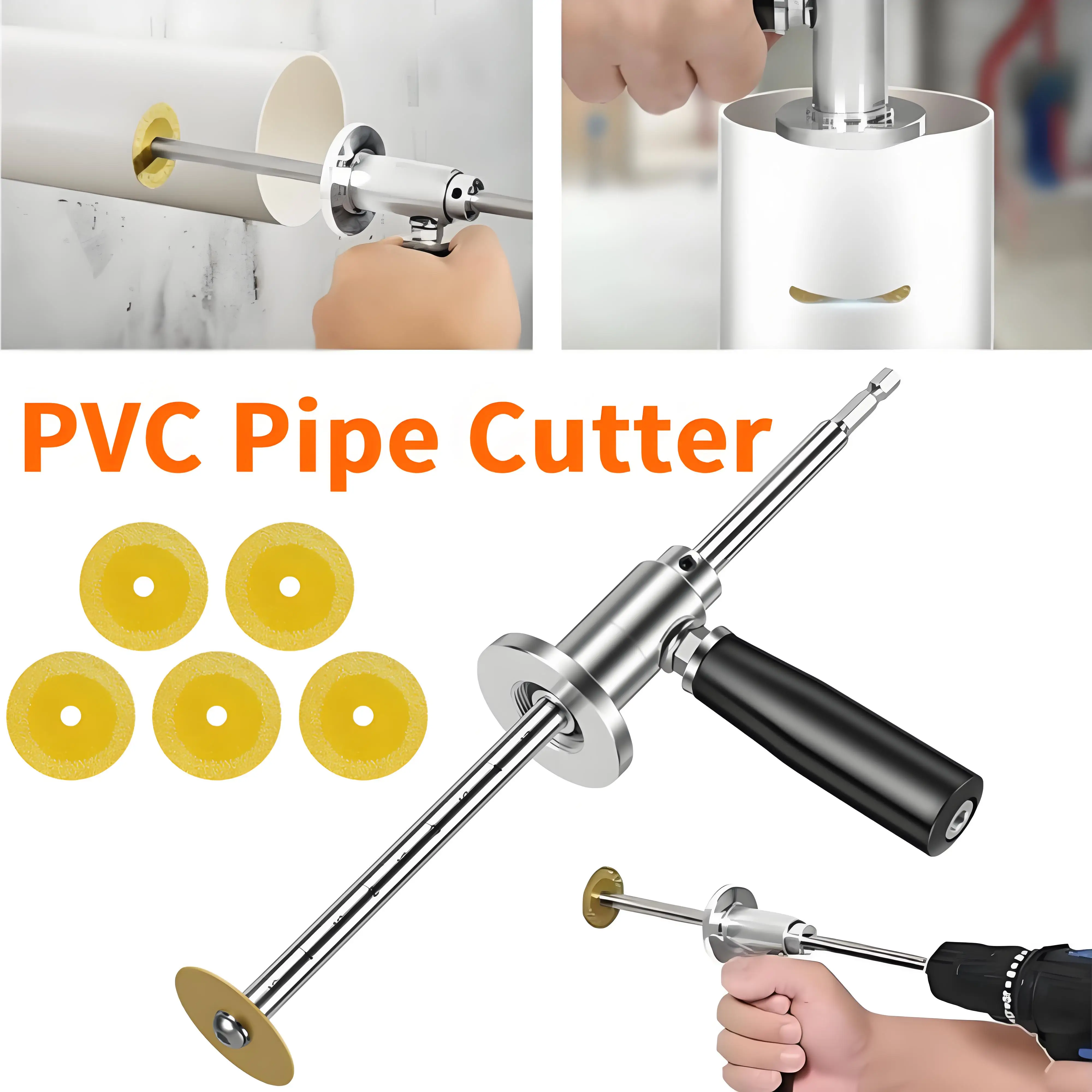 

Набор инструментов для внутреннего резака труб из нержавеющей стали, ПВХ, набор инструментов для внутреннего резака с 5 лезвиями, 7 дюймов, регулируемая глубина резки для ПВХ-пластика