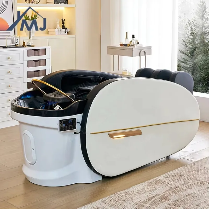 Modern Beauty Salon Wash Basin Reclining Electric Massage Head Spa Shampoo Bed