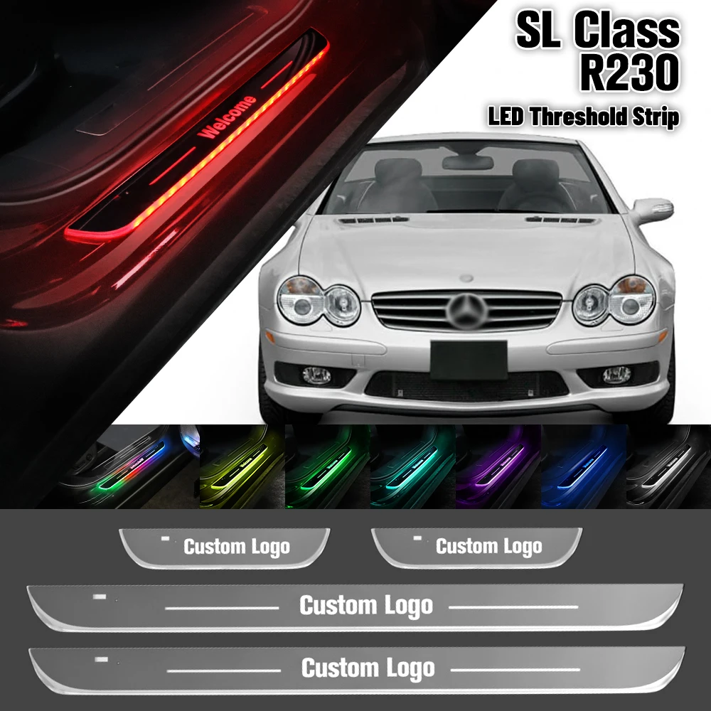 For Mercedes Benz SL Class R230 2002-2012 Car Door Sill Light Customized Logo LED Welcome Threshold Pedal Lamp Accessories