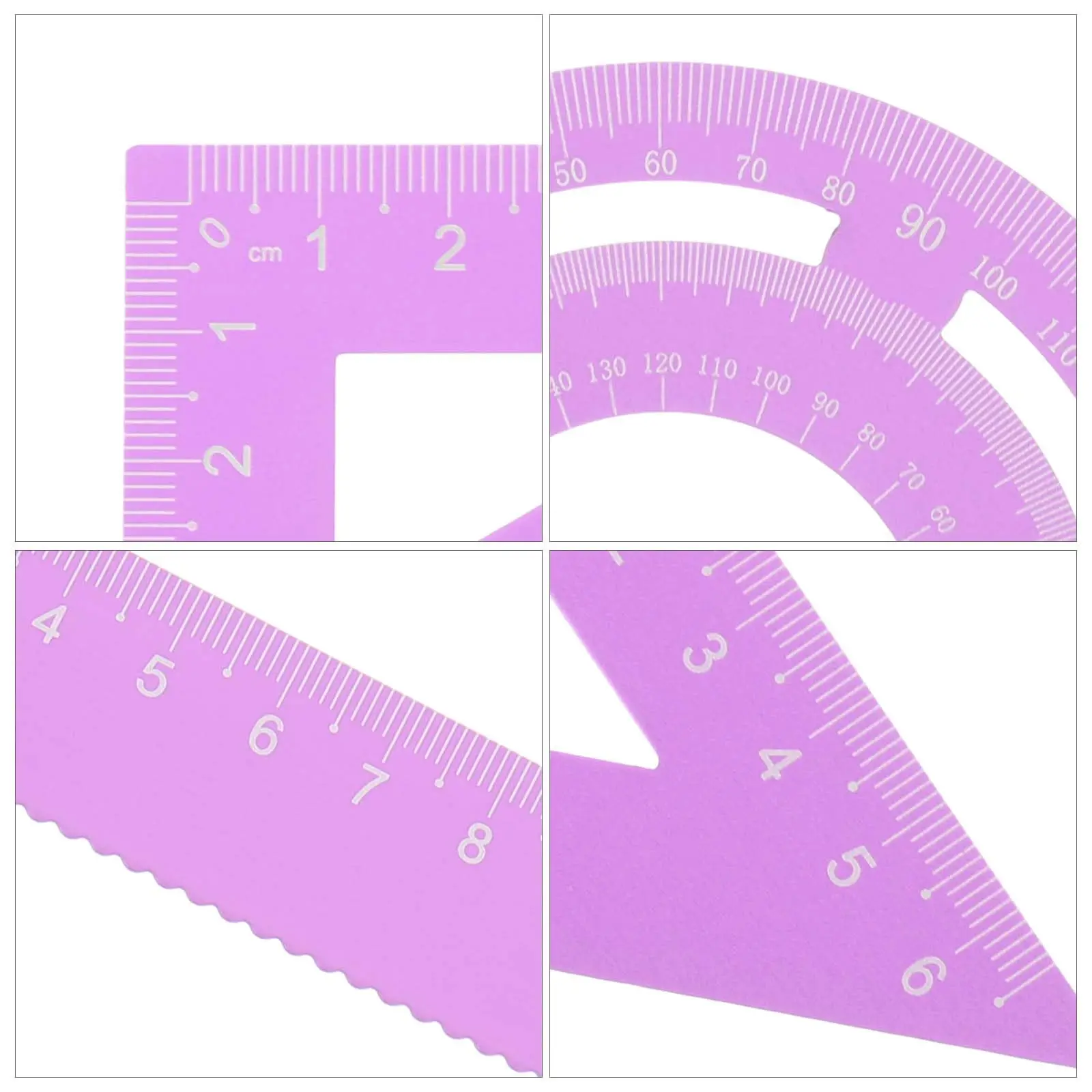 4Pcs Aluminum Alloy Ruler Set School Office Measuring Tool Math Geometry Metal Drawing Protractor for Students Stationery