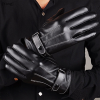 1 Pair Winter Cycling Gloves Women Men PU Leather Warm Gloves Outdoor Motorcycle Waterproof Touch Screen Gloves