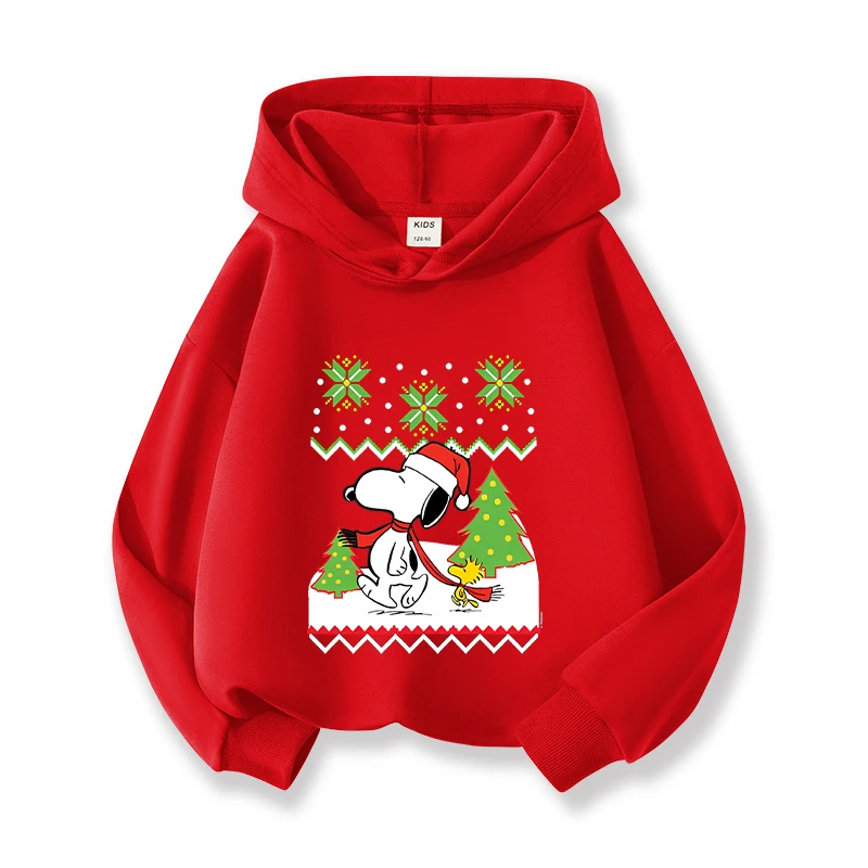 سنوبي الأطفال هوديي الأزياء الكرتون أنيمي نمط أعلى الخريف السفر في الهواء الطلق يندبروف الملابس الدافئة الأطفال هدية الكريسماس #2
