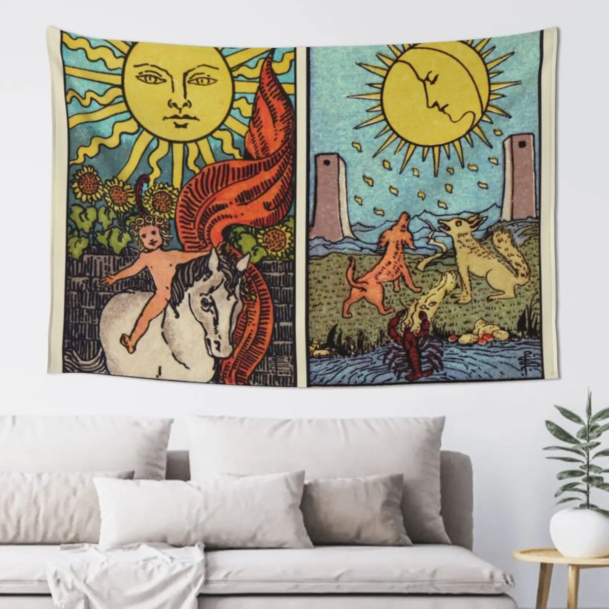 

Moon & Sun Tarot | Colour Tapestry Wallpaper Home Supplies Room Decor Aesthetic Tapestry