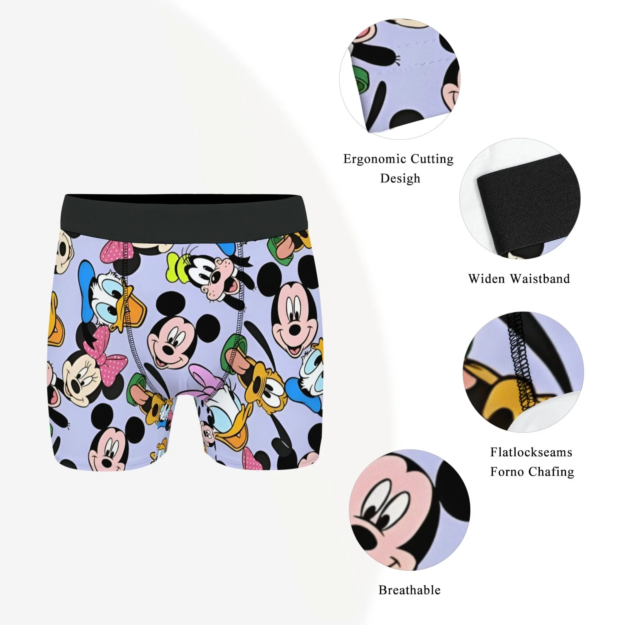 

Harajuku Ретро Микки Маус Buddy Мужское нижнее белье Веселый стиль Мультфильм Аниме Стиль Удобные мужские трусы-боксеры Новинка Веселый подарок