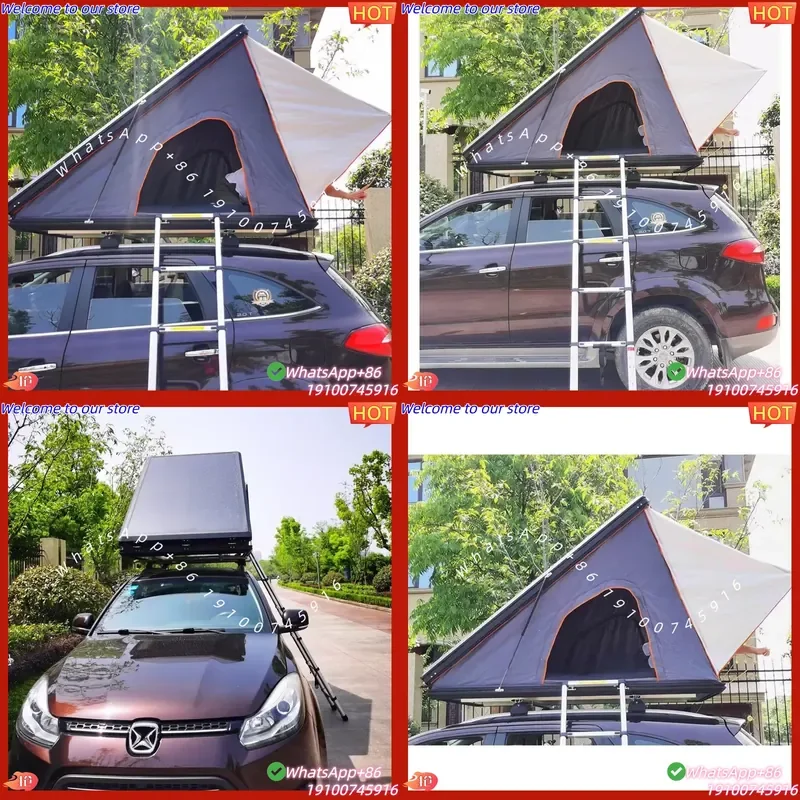 CE Certificate Magicland SHR130 Cheap 4 Season Adventurer Aluminum Triangle Hard Shell Roof Tent Canvas Car Rooftop