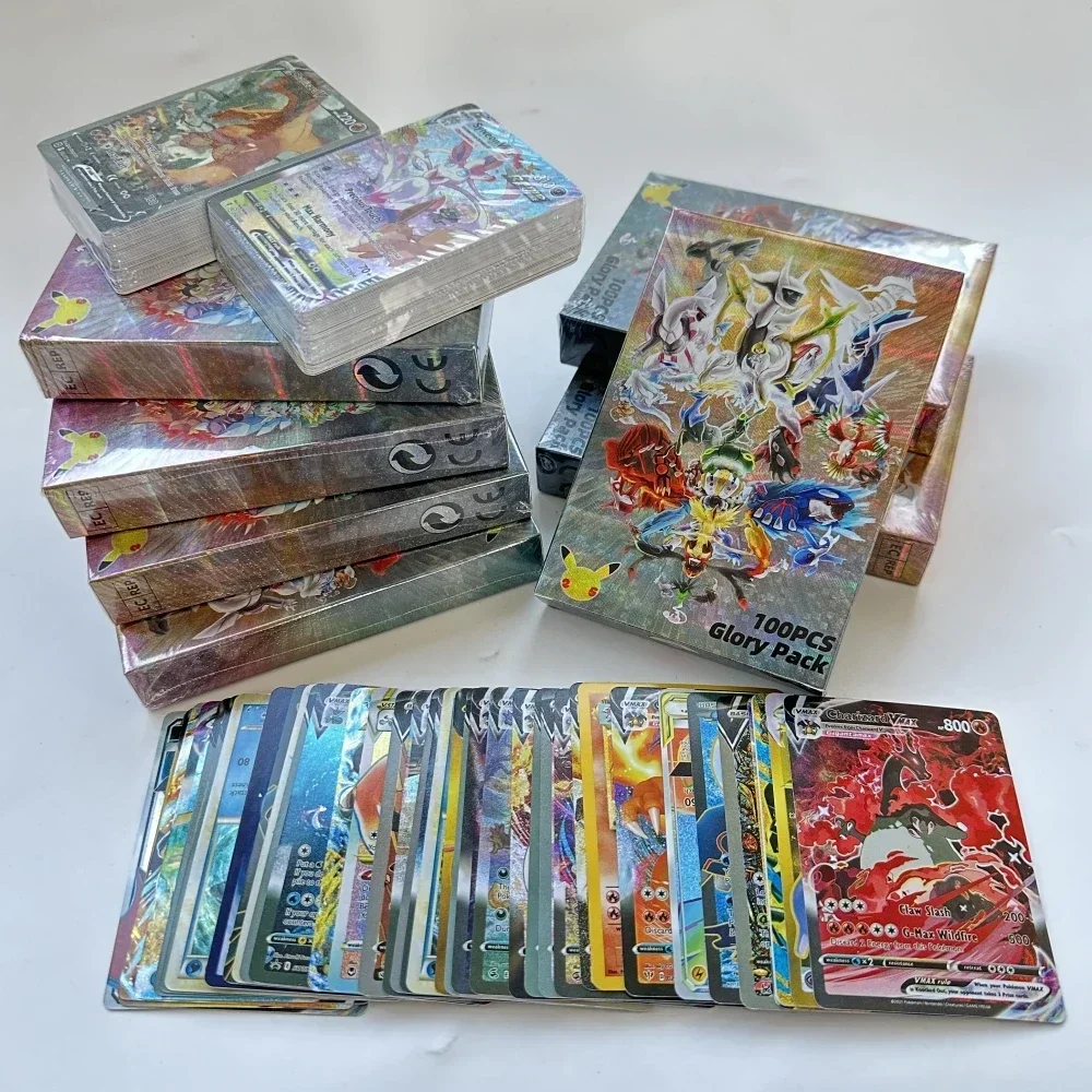 2024  Flash The Best Pokemon Cards Proxy Glory Pack Vmax Vstar GX Mega Ultra Rare Rainbow Arceus DIY Charizard Kids Shiny Gift