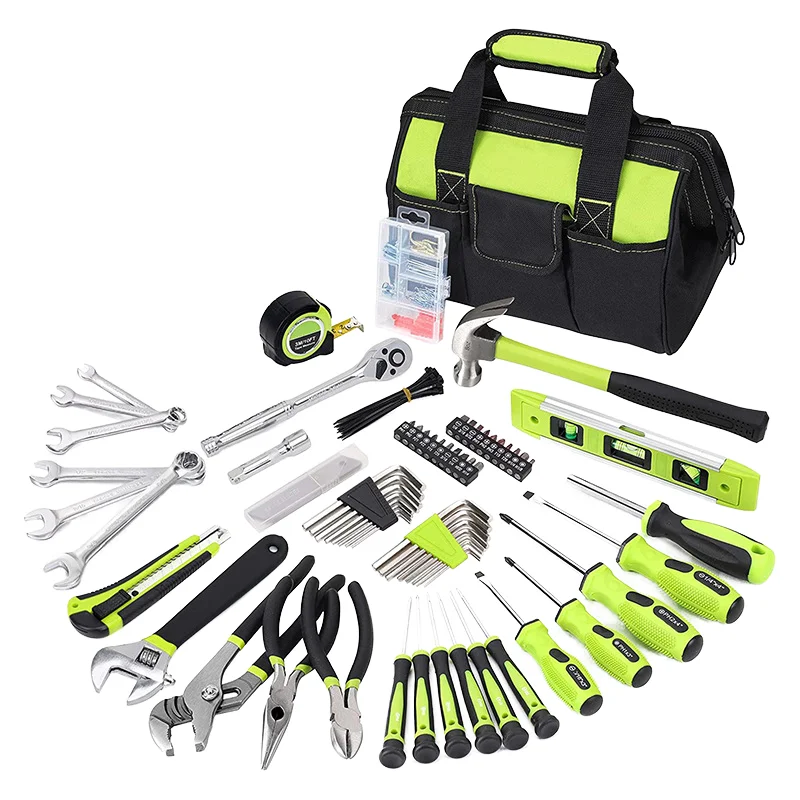 236-Piece Household DIY Mechanical Repair Tool Set Green Soft Grip Plastic Handle Metric System OEM Customizable-for Fishing