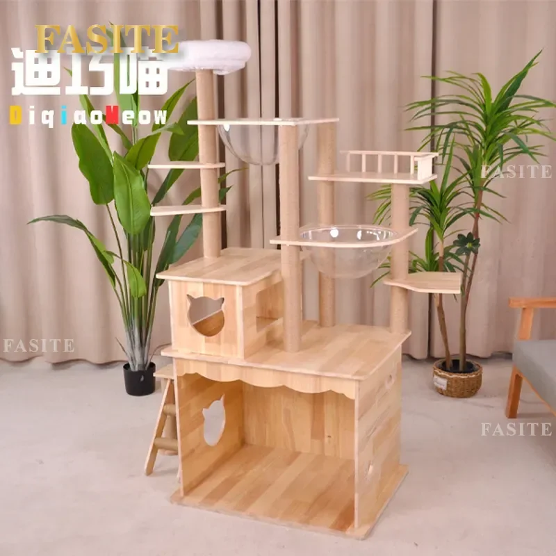 For Cat Climbing Frame Independent Tower Villa Wooden House Durable Multi-functional Combination Space Saving Furniture