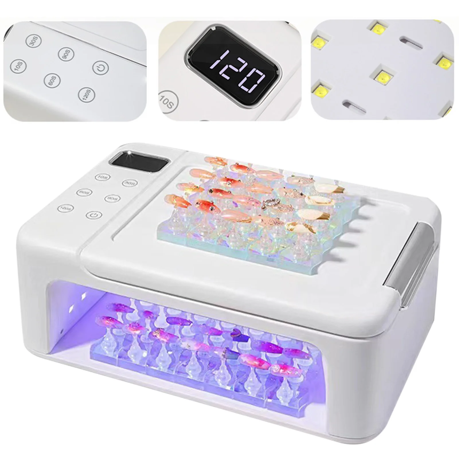 288W Hand Pillow Nail Lamp 63 Lamp Chips LED Display 4 Timer UV Nail Dryer Light Arm Rest Nail Lamp