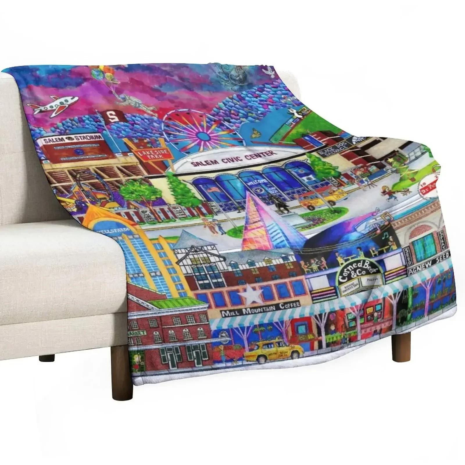 

Brook Art Roanoke Virginia Digital Collage 2020 Throw Blanket Soft Multi-Purpose Blankets