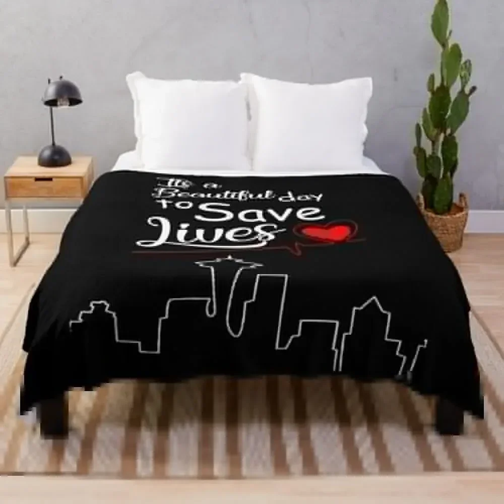 

It's a Beautiful Day to Save Lives Quote of Grey's Throw Blanket Weighted Designers Blankets