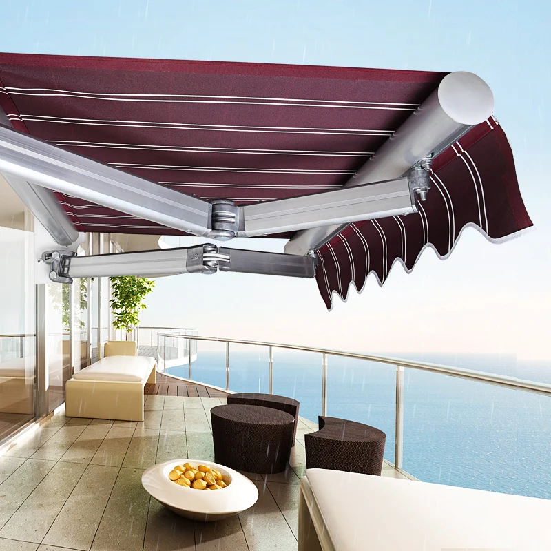 GULI Rain Prevention Aluminum Big Telescoping Awning Retractable Strong Rain Awning for Outdoor