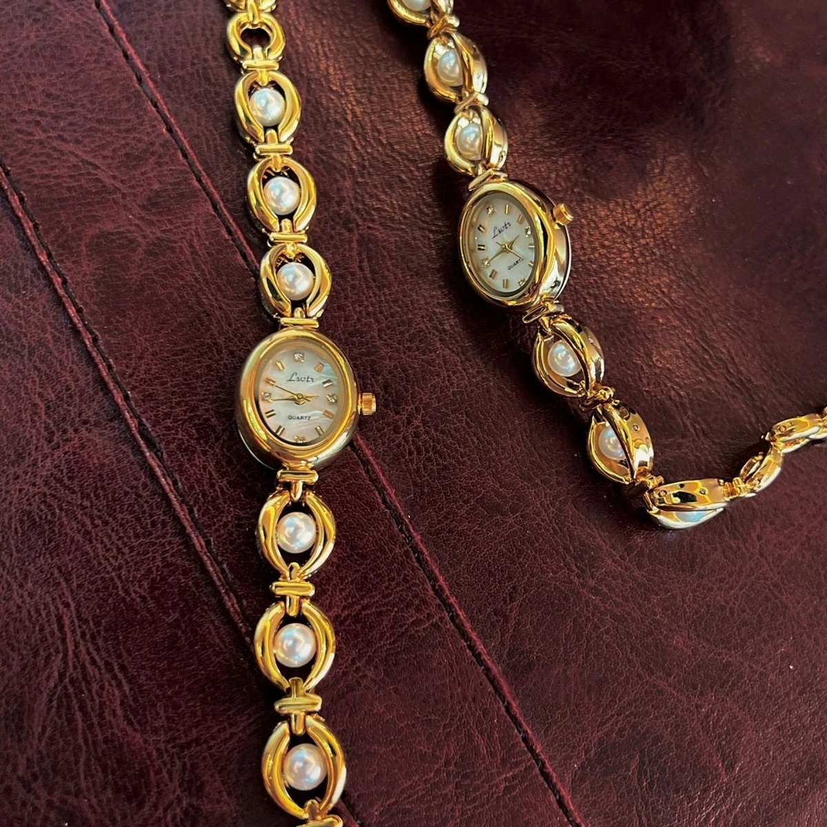 ساعة نسائية جديدة راقية من اللؤلؤ جوهرة ساعة كوارتز كلاسيكية فاخرة للسيدات مناسبة للارتداء اليومي والحفلات والعطلات والمعصم المزخرف #3