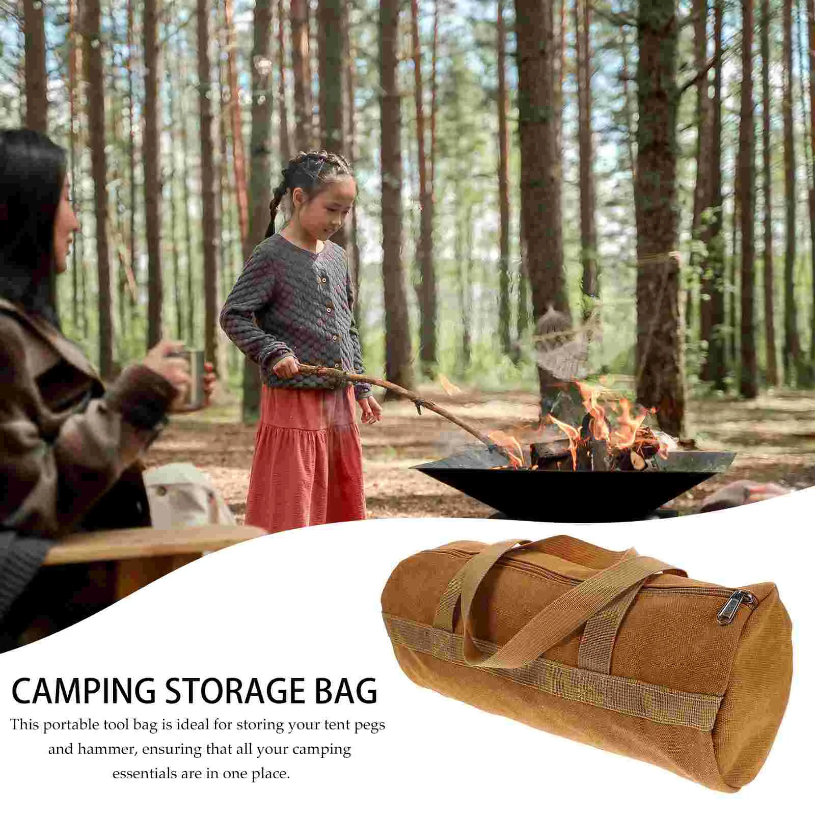 Cylindrical Hand-carrying Nailing Hammer Tent Canvas Camping Organizers Storage