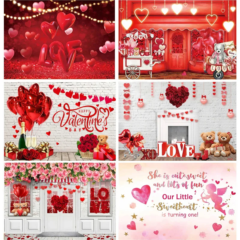 

Valentine's Day Background Curtain Red Rose Love Wedding Pre Wedding Party Newborn Birthday Photography Backdrops Props VV-59