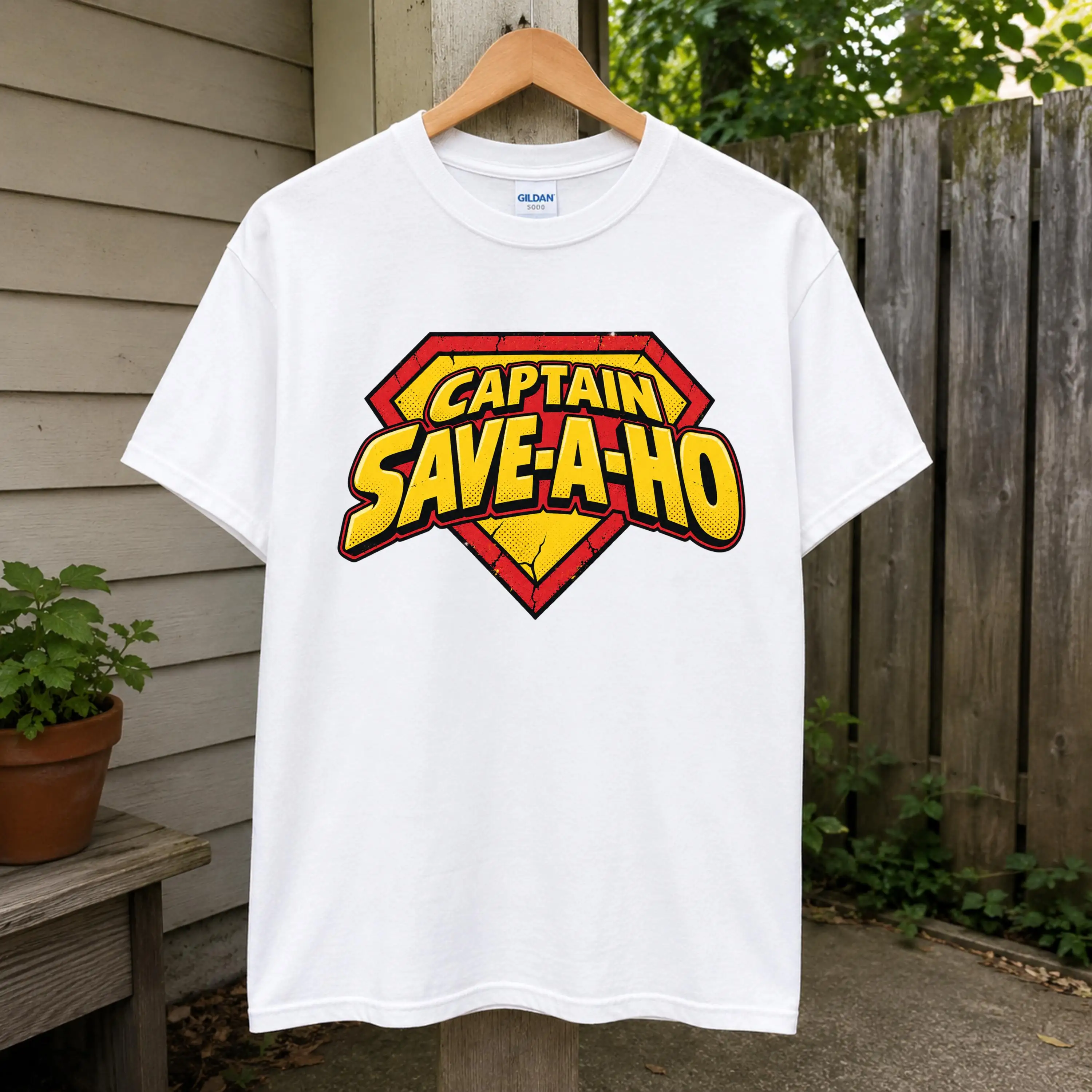 Funny Captain Save-A-Ho Shirt Super Hero Parody Meme Tee Men Casual Short Sleeve O-Neck Top Vintage Comic Style Humor T-Shirt