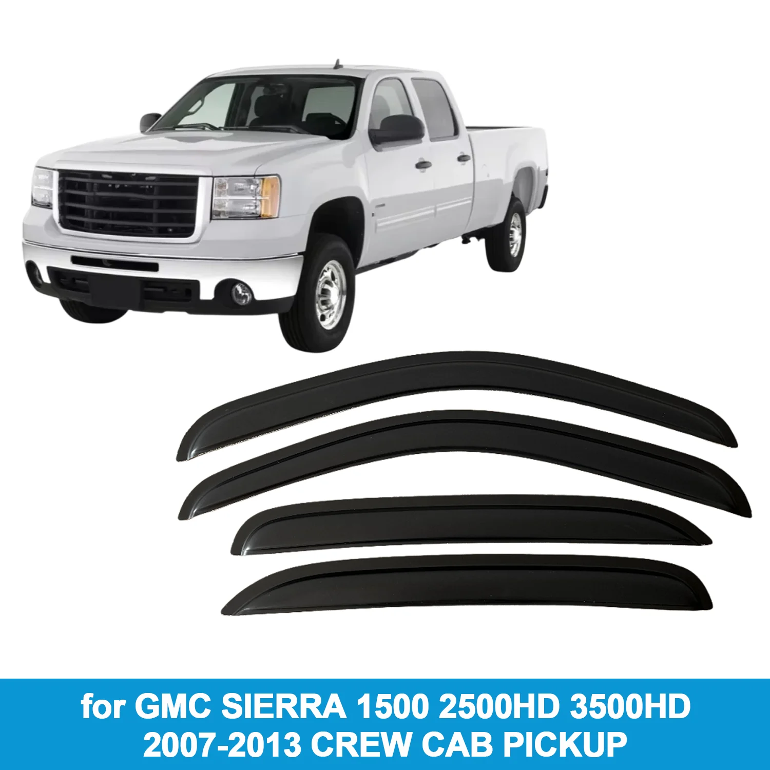 

Для GMC SIERRA 1500 2500HD 3500HD 2007-2013 CREW CAB PICKUP защита от дождя боковой дефлектор вентиляционного отверстия защита от атмосферных воздействий наружное крепление