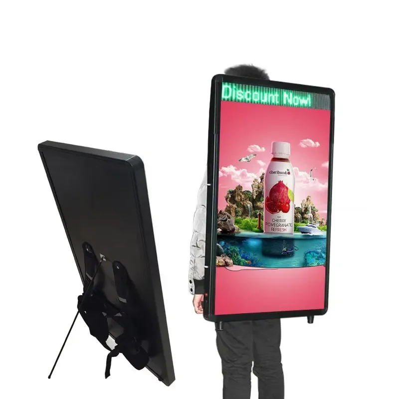 Movable Hanging Rectangle Aluminum LED High Brightness Advertising Billboard Walking Digital Backpack Board Light Box