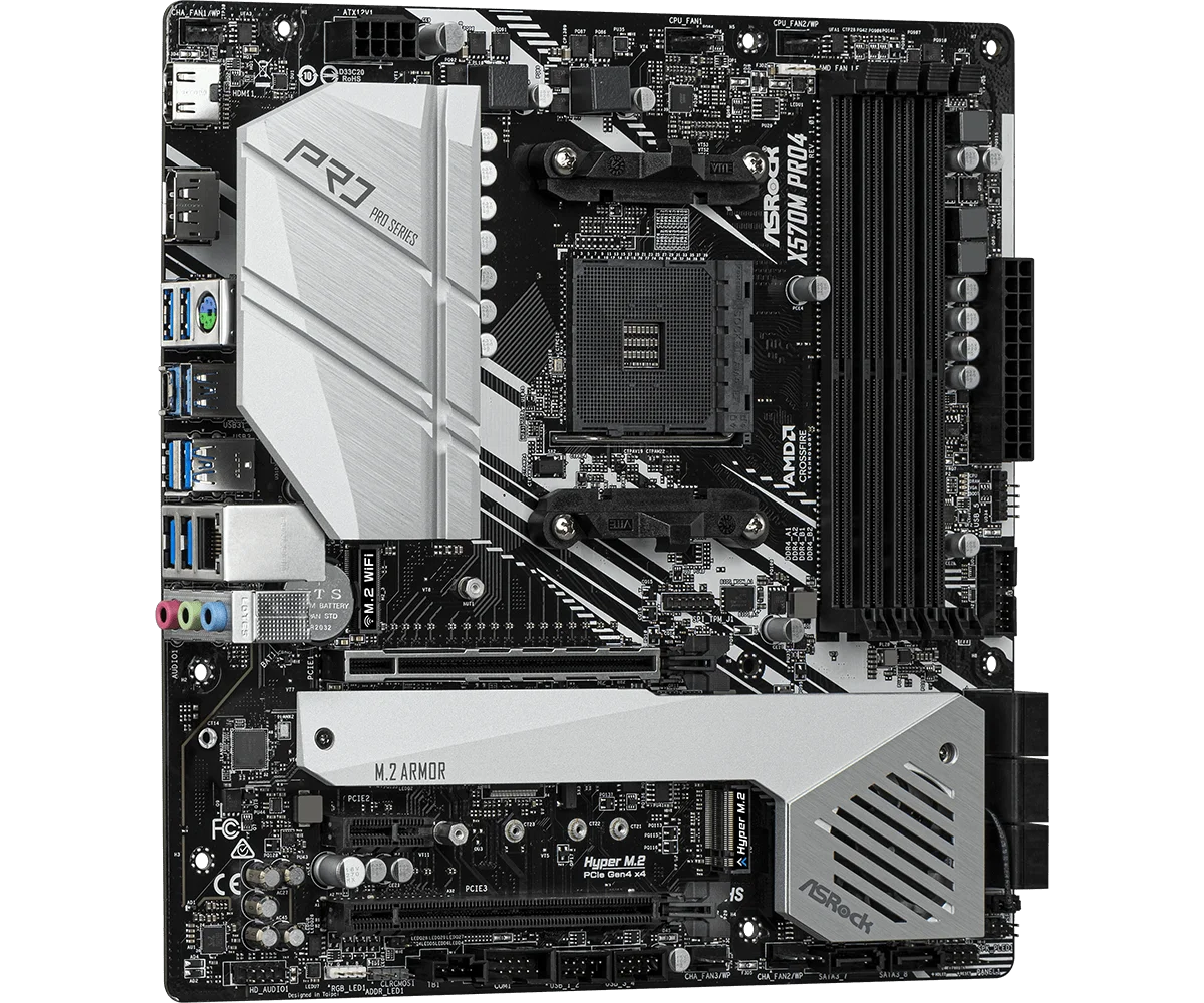 مقبس ASRock X570M PRO4 mother d X570 ، مقبس AM4 يدعم Ryzen 5 من من من من من AM4 من نوع amp من من من نوع amp من من نوع amg وcpu DDR4 و dm.2 GB mro ATX