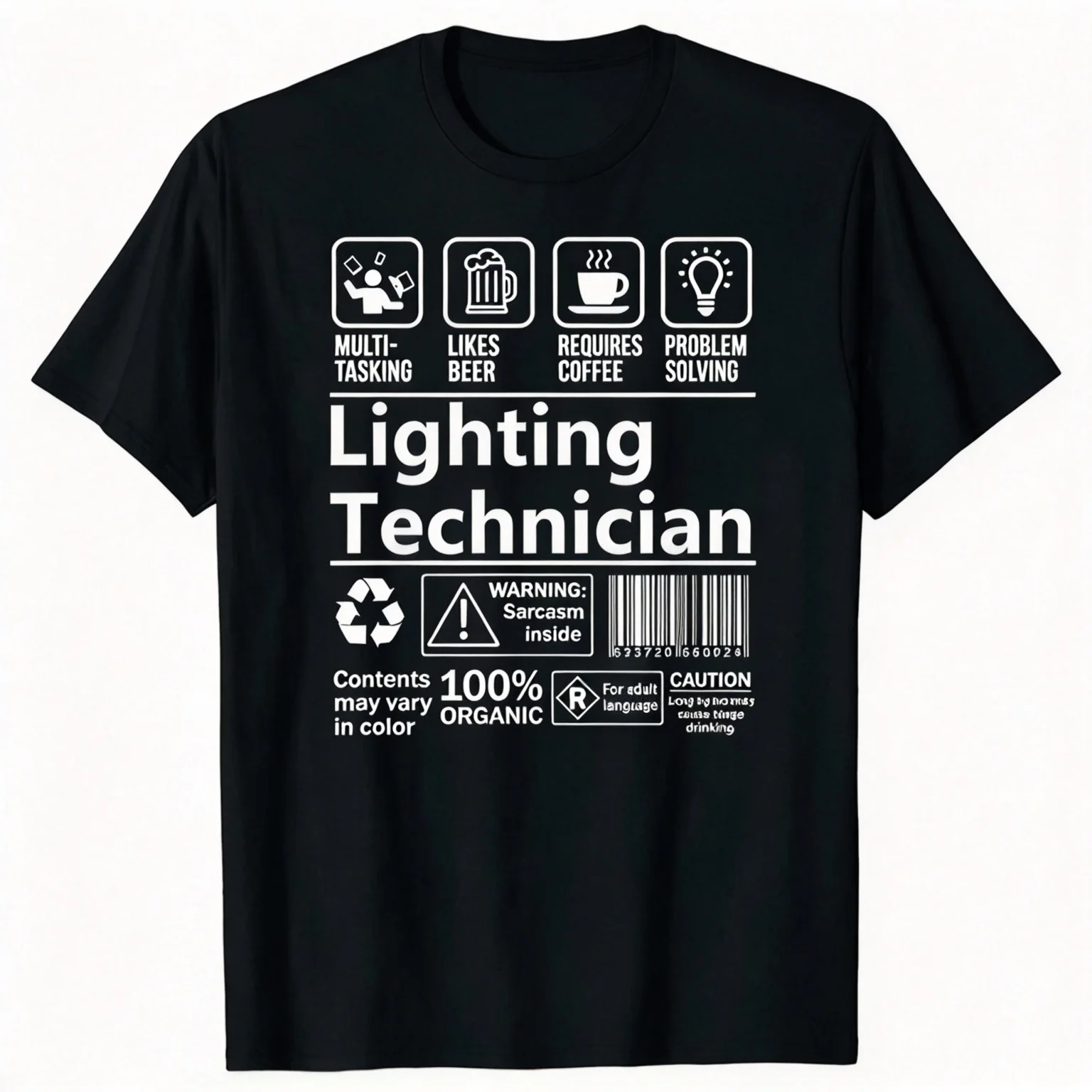 Lighting Technician Funny Graphic Tshirt Multitasking Beer Coffee Slogan Tee Unisex Casual Short Sleeve Tech Birthday Gift Tops