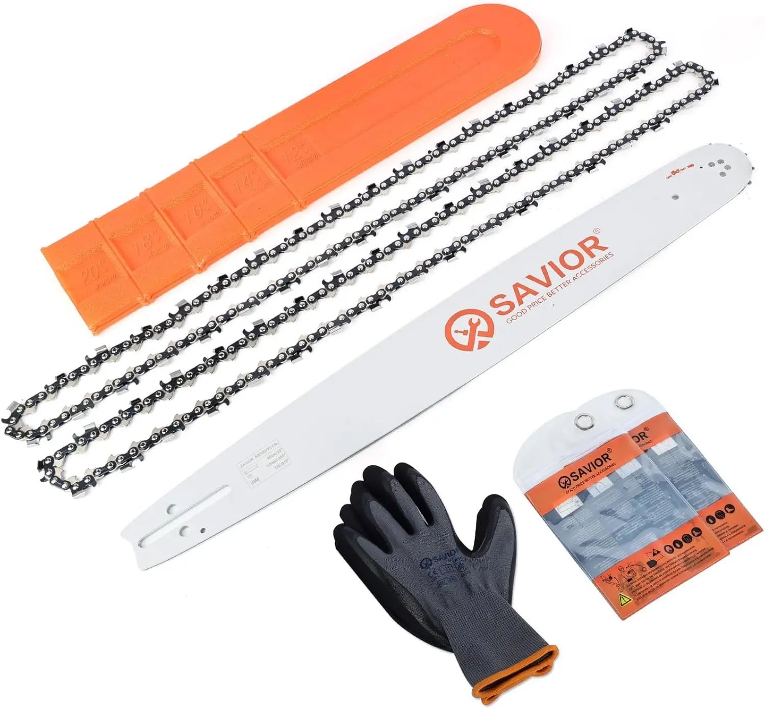 

20-дюймовая шина и цепь для бензопилы, шаг 3/8 дюйма, толщина .050 дюйма, 72 приводных звена, для различных бензопил