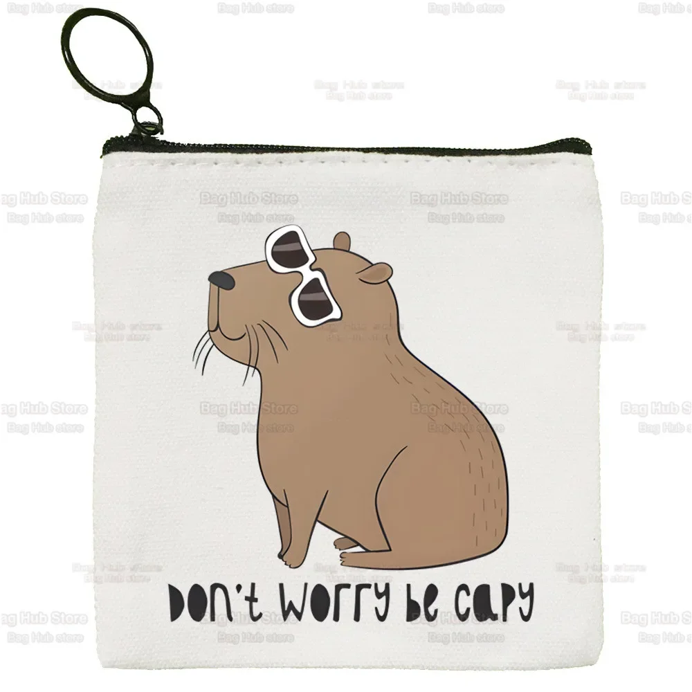 Capibara Schattige Dieren Cartoon Eenvoudige Canvas Portemonnee Schattige Cartoon Sleutel Case Dame Tas Munt Opbergtas