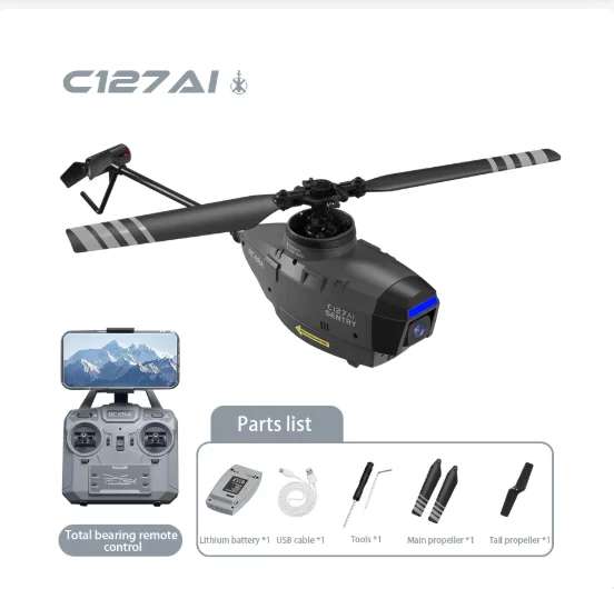 RC ERA C127 AI Brushless 4CH Helicopter HD Camera FPV Single Paddle Adult Professional Remote Control Helicopter without Aileron view 6
