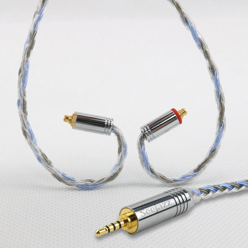 สาย Seejazz 16 Core สายหูฟัง Lizi 6N monocrystalline ทองแดงชุบเงิน224 Core สายหูฟัง3.5 4.4mm fro iems