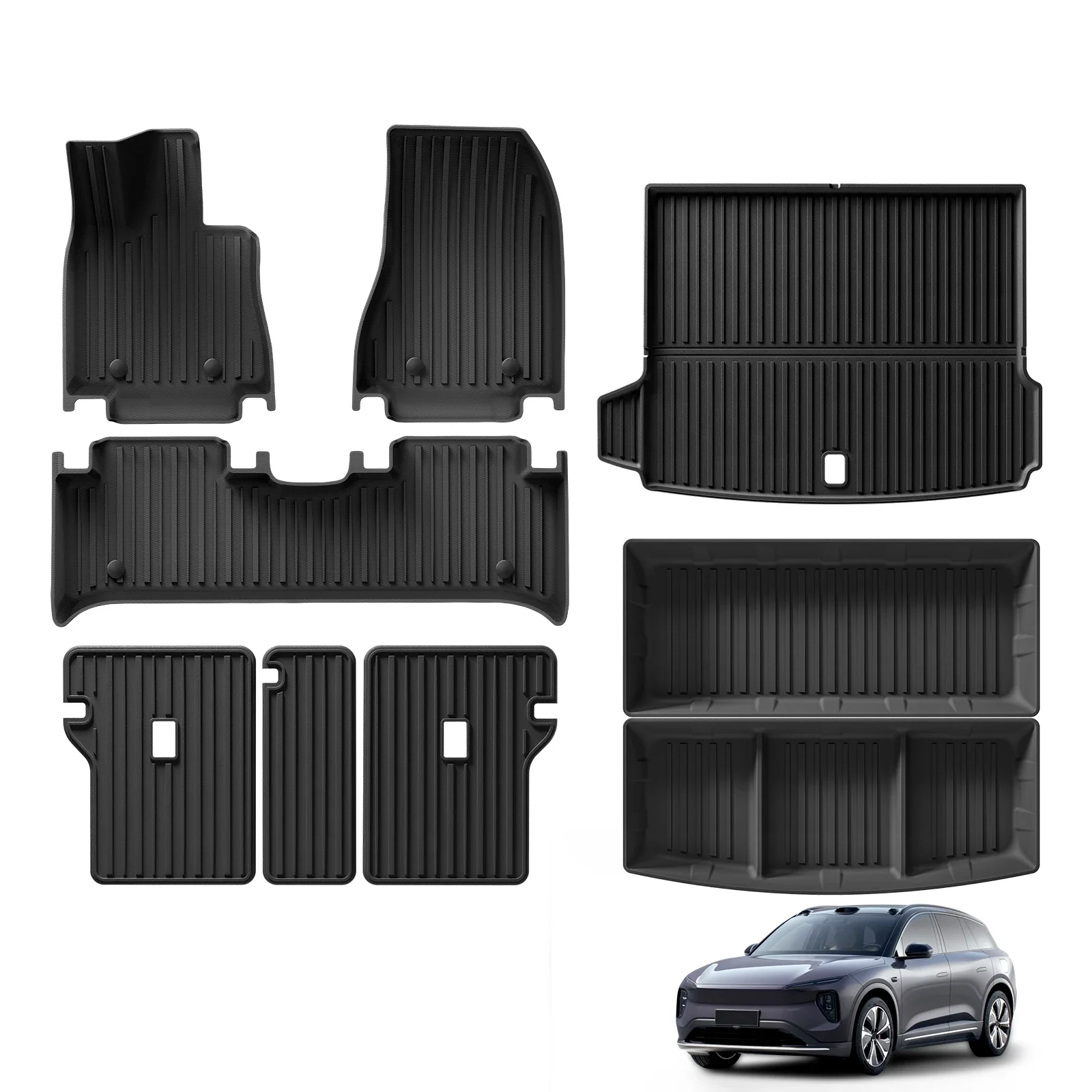 

for NIO EL6 ES6 EC6 2023-2025 5Seats Car Floor Mats Trunk Pad TPE 3D Foot Mat Left Rudder Accessories Black