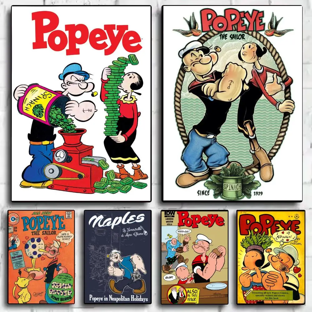 Cartoon P-Popeye The S-Sailor man Poster Aesthetic Wall Art Print Modern Bedroom Living Room Decor Trendy Gift